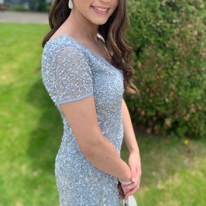 Adrianna Papell Blue Sequin Dress